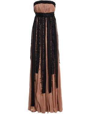 Salma Osman Ribbon-Trim Chiffon Maxi Dress - Black