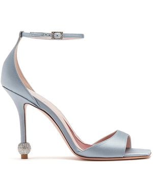 Roger Vivier I Love Vivier Strass-Detail Satin Sandals - White