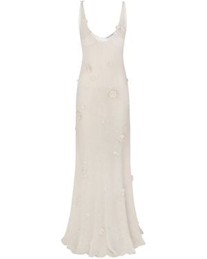 Anna October Astrid Flower-embellished Knit Organic Cotton Maxi Dress - White
