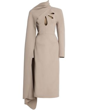 Harithand Exclusive Draped Crepe Midi Dress - Natural