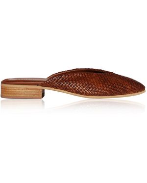 Bembien Faye Woven Leather Mules - Brown
