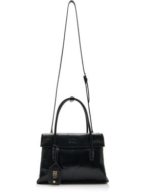 Miu Miu Solitaire Small Leather Tote Bag - Black
