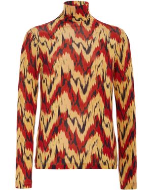 Ulla Johnson Aurelia Geometric Turtleneck Top - Orange
