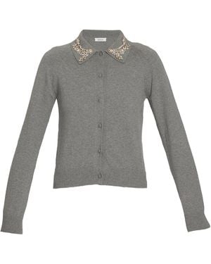 Erdem Embellished Cotton-Wool Cardigan - Grey
