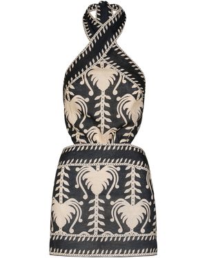 Johanna Ortiz Tide Strength Linen Mini Halter Dress - Black