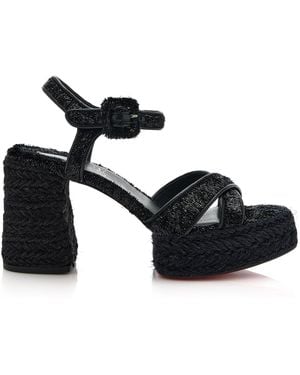 Christian Louboutin Calakala 85Mm Velvet-Trimmed Heeled Sandals - Black