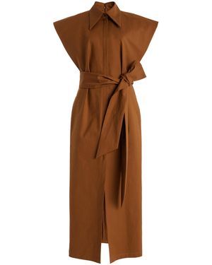 Carolina Herrera Stretch-Cotton Midi Shirt Dress - Brown