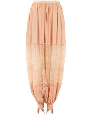 Chloé Lace-Paneled Silk Poplin Balloon Trousers - Pink