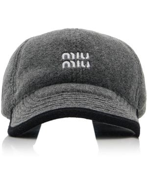 Miu Miu Fleece Baseball Cap - Black