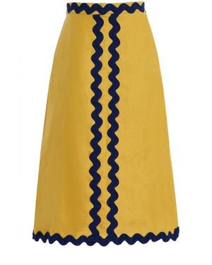La Veste Nilo Linen Midi Skirt - Yellow
