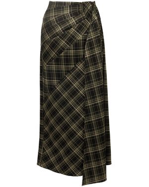 Chorus Leandra Plaid Midi Skirt - Green