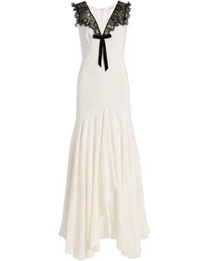 Rodarte Lace-Trimmed Silk Crepe Bias Maxi Dress - White