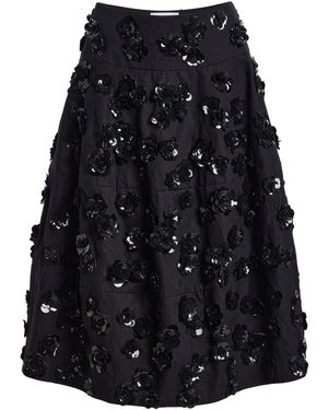 Michael Kors Floral Embroidered Cotton-Blend Midi Skirt - Green
