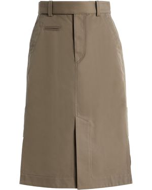 Bottega Veneta Cotton-Silk Midi Cargo Skirt - Grey