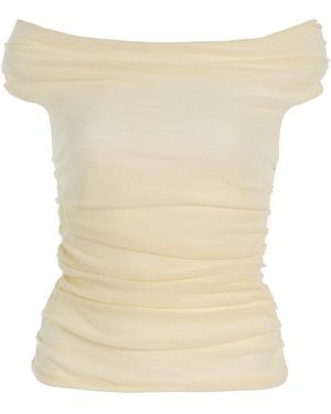 Moré Noir Ida Wool-Blend Jersey Top - White