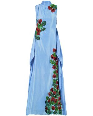 La Fuori Classic Embroidered Gown - Blue