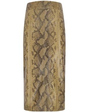 Zeynep Arcay Snake-Print Leather Pencil Midi Skirt - Natural