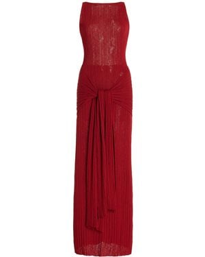 AYA MUSE Sponde Knotted Knit Gown - Red