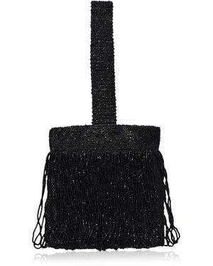 Lucia Zolea 1920S Fringed Glass Beaded Purse - Black