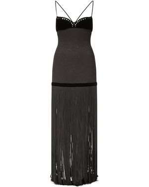Ludovic de Saint Sernin Fringed Leather Maxi Dress - Black