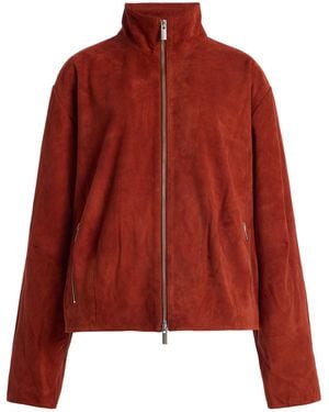 St. Agni Exclusive Suede Cocoon Jacket - Red