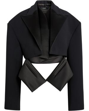 A.W.A.K.E. MODE Oversized Cropped Tuxedo Jacket - Black