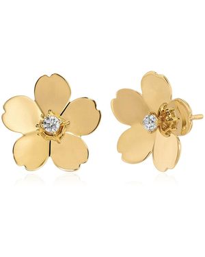 EF Collection Jumbo Cherry Blossom 14K Earrings - White