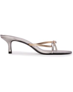 Black Suede Studio Fae Leather Sandals - Metallic