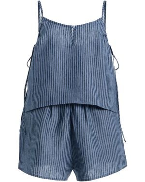Deiji Studios Striped Linen Set - Blue