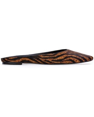 Black Suede Studio Lucia Zebra Ponyhair Flats - White