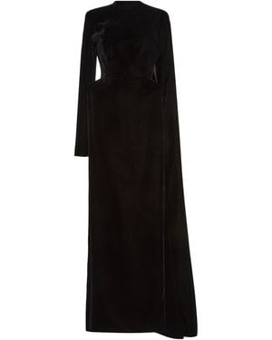 Balenciaga Hourglass Velvet Cape Gown - Black