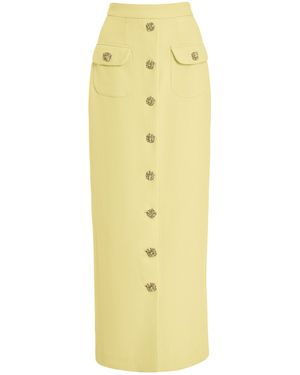 Adam Lippes Exclusive Dakota Button-detailed Wool Crepe Maxi Skirt - Yellow