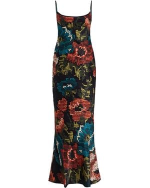 S.S.Daley Willow Printed Silk-Satin Maxi Slip Dress - Multicolour