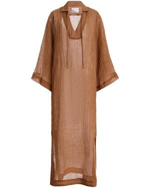 Lisa Marie Fernandez Linen-Blend Gauze Tunic Caftan - Brown