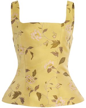 STAUD Jeanette Floral Jacquard Top - Yellow