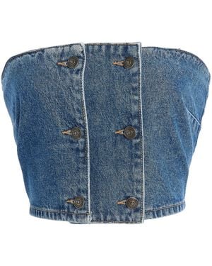 ROTATE BIRGER CHRISTENSEN Button-detailed Denim Top - Blue