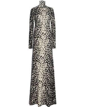 Brandon Maxwell The Camille Printed Cashmere Gown - White