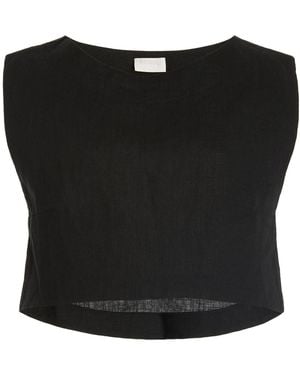 Posse Exclusive Martina Linen Crop Top - Black