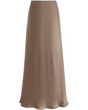 Leset Barb Satin Maxi Skirt - Brown