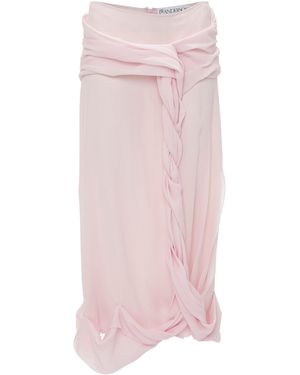 JW Anderson Draped Twisted Sheer-crepe Maxi Skirt - Pink