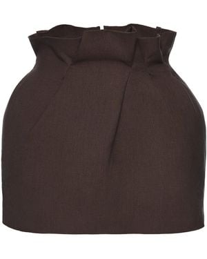 Magda Butrym Paperbag-Waist Linen-Blend Mini Skirt - Brown