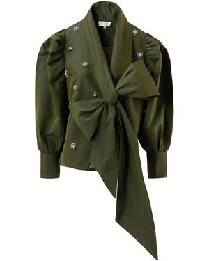 La Fuori Elan Embellished Blouse - Green