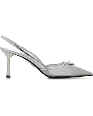 Prada Mesh Slingback Court Shoes - Metallic