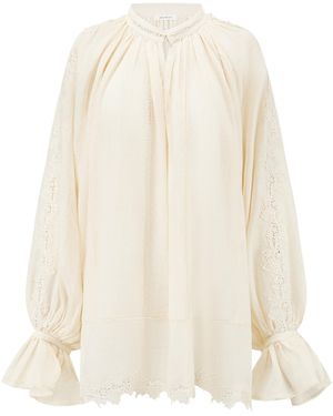 Into The East Lace Puff Sleeve Top - White