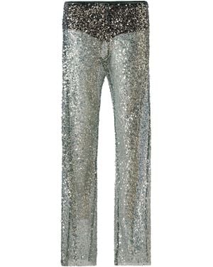 Siedres Alexium Sequined Straight-Leg Trousers - Grey