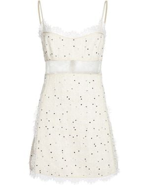 Giambattista Valli Lace-Trimmed Wool Boucle Mini Dress - Natural
