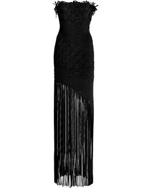 Oscar de la Renta Fringed-hem Crepe Maxi Dress - Black
