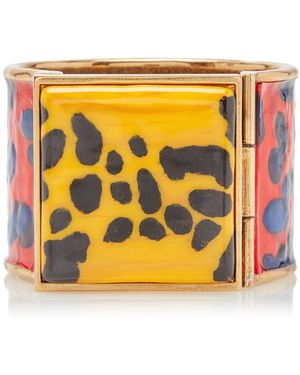 Dries Van Noten Patterned Enamel Cuff Bracelet - Red