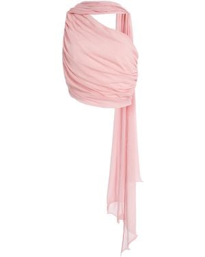 Posse Solene One-Shoulder Chiffon Top - Pink