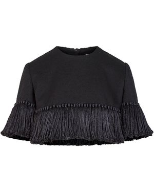 Heirlome Matilde Fringed Wool-Blend Top - Black